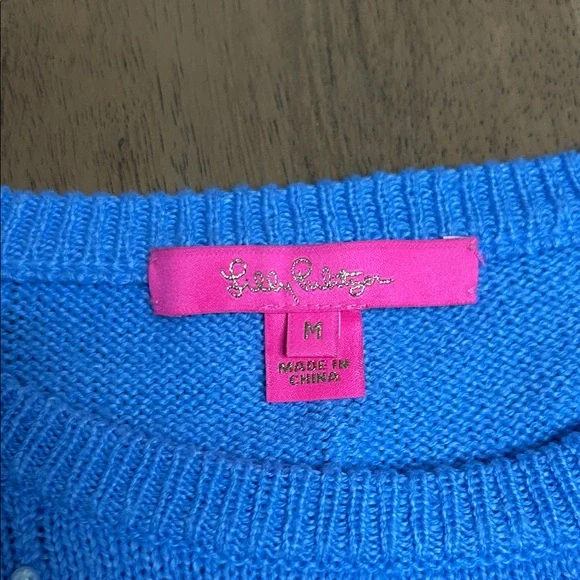 Lily Pulitzer Blue Peri Placed Pearls Geraldine Women's Sweater- size medium - Picture 3 of 9
